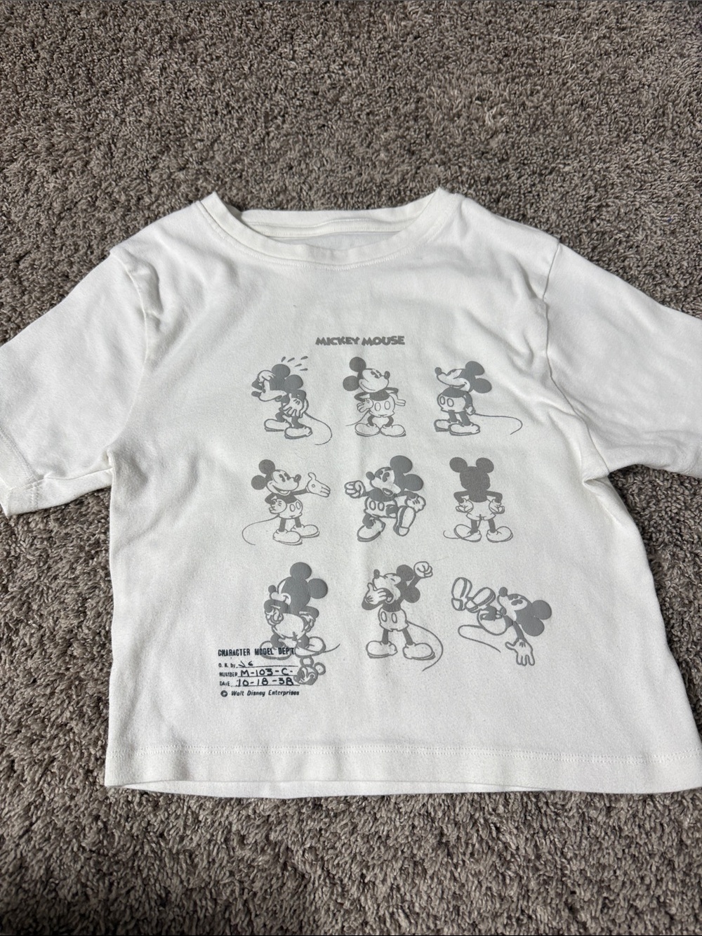 Disney White Kids Mickey Mouse Sketches Short Sleeve Tee